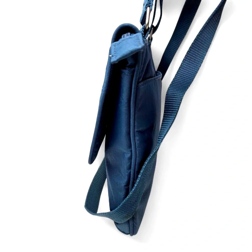 Baggallini Small Blue Nylon Crossbody Women's Flap Top Canvas Strap Everyday